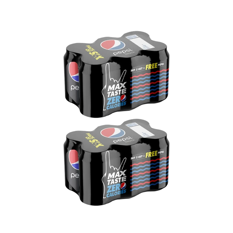 Pepsi Black Zero Calories Soft Drink - Buy 5 Get 1