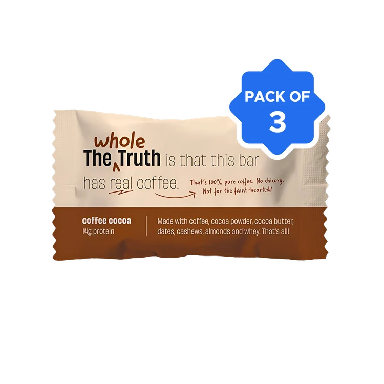 The Whole Truth Coffee Cocoa Protein Bar - Pack of 3