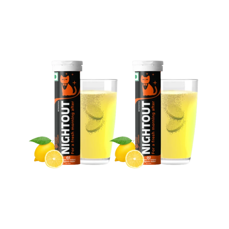 Fast&Up Nightout Instant Hangover Solution (Lemon Effervescent Tablets) - 10 pieces - Pack of 2