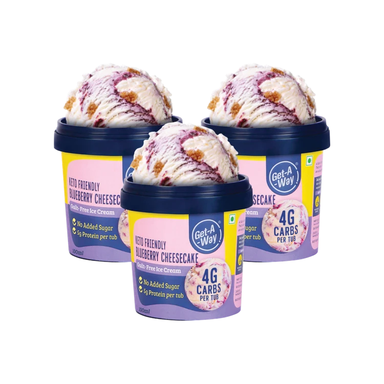 Get-A-Way Keto Blueberry Cheesecake Ice Cream Cup - Pack of 3