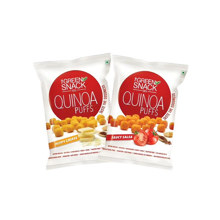 The Green Snack Co. Roasted Quinoa Puffs (Peppy Cheese + Saucy Salsa) - Pack of 2