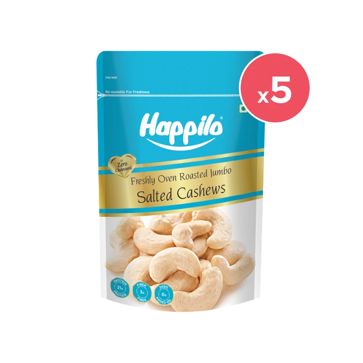 Happilo Freshly Oven Roasted & Salted Flavoured Cashew - Pack of 5 (Flavoured Godambi)
