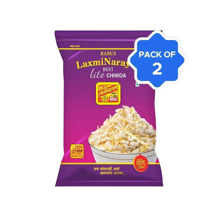 Babus LaxmiNarayan Best Chiwda Best Lite Chivda Namkeen - Pack of 2