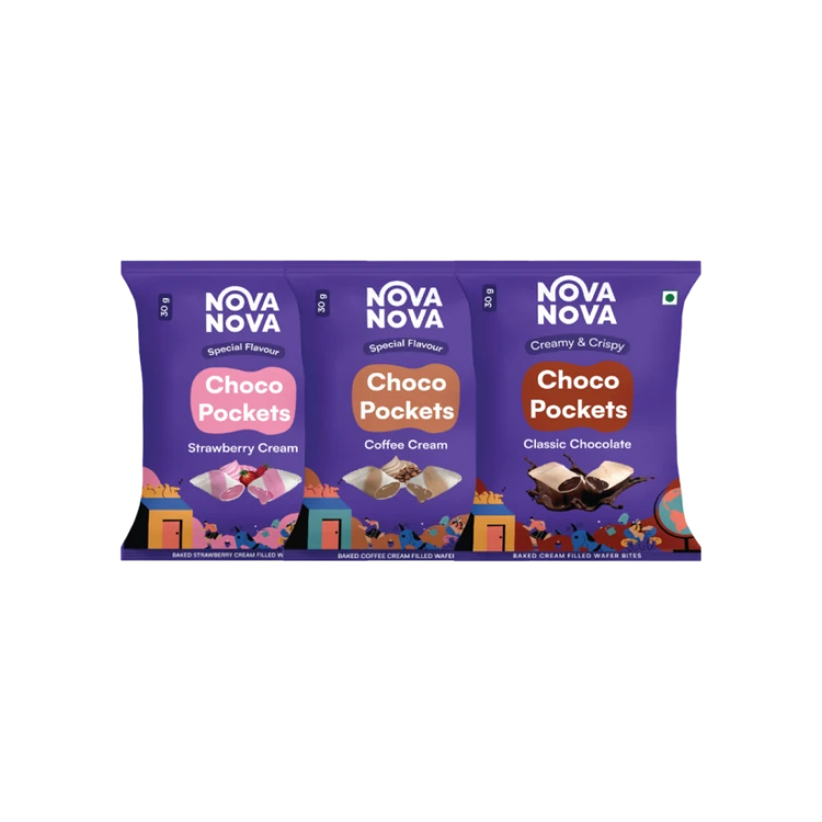 Nova Nova Choco Pockets -Strawberry, Coffee & Classic Chocolate