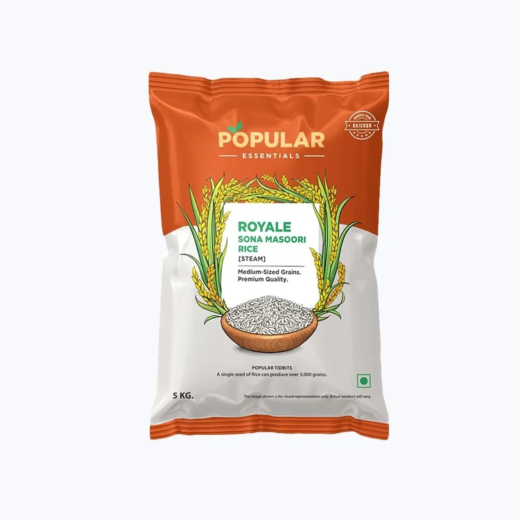 Popular Essentials Steam Sonamasuri Rice (Medium Grain) (Sonamasuri Akki)