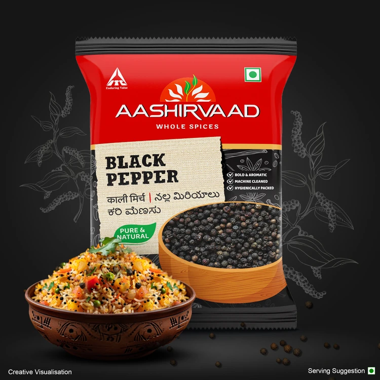 Aashirvaad Whole Black Pepper /Kali Mirch (Kappu Menasu)