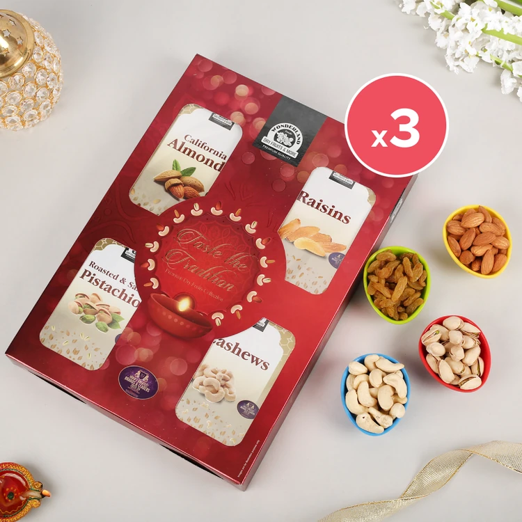 Wonderland Foods Carry Bag Dry Fruits Gift Pack - Pack of 3 (Dry Fruits Udugore Pack)
