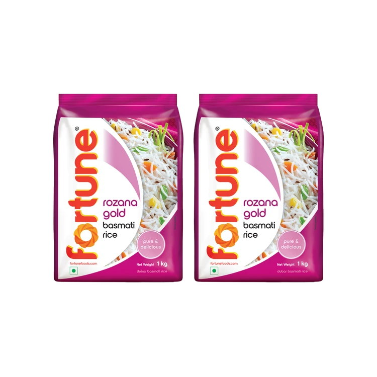 Fortune Rozana Gold Basmati Rice (Long Grain) - Pack of 2 (Basmati Akki)