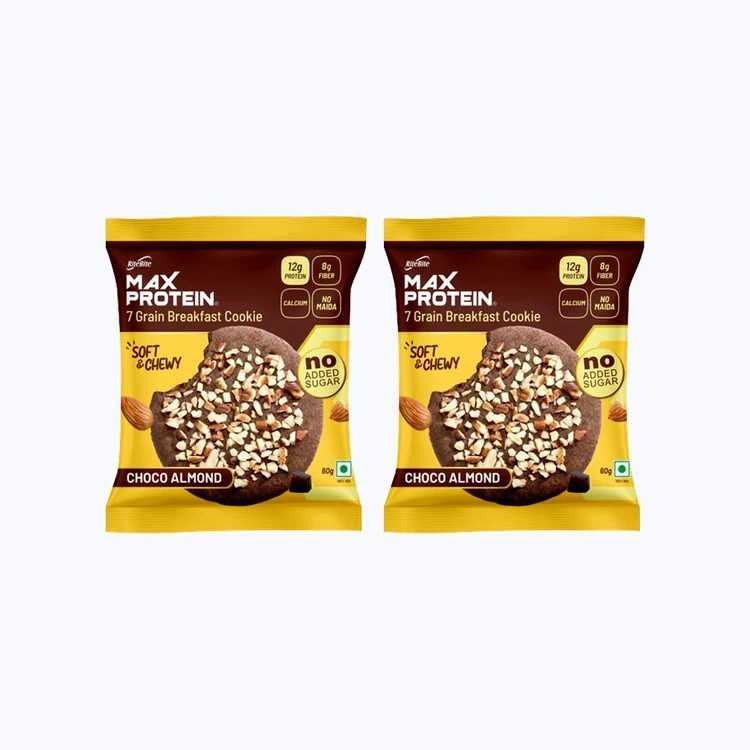 RiteBite Max Protein No Maida 7 Grains Choco Almond 12 g Protein Cookies - Pack of 2