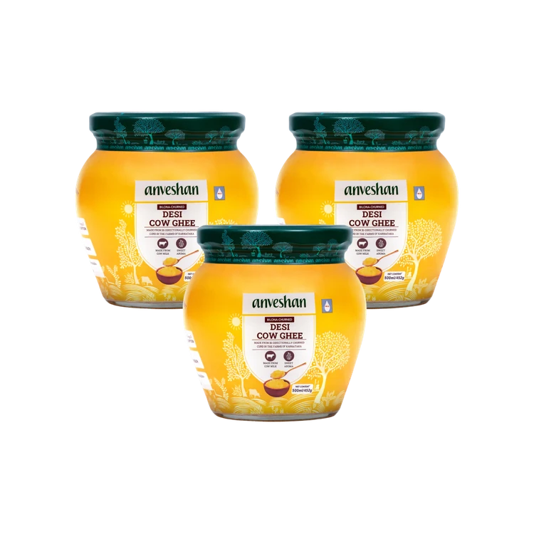 Anveshan Desi Cow A2 Ghee (Bilona Churned) - Pack of 3