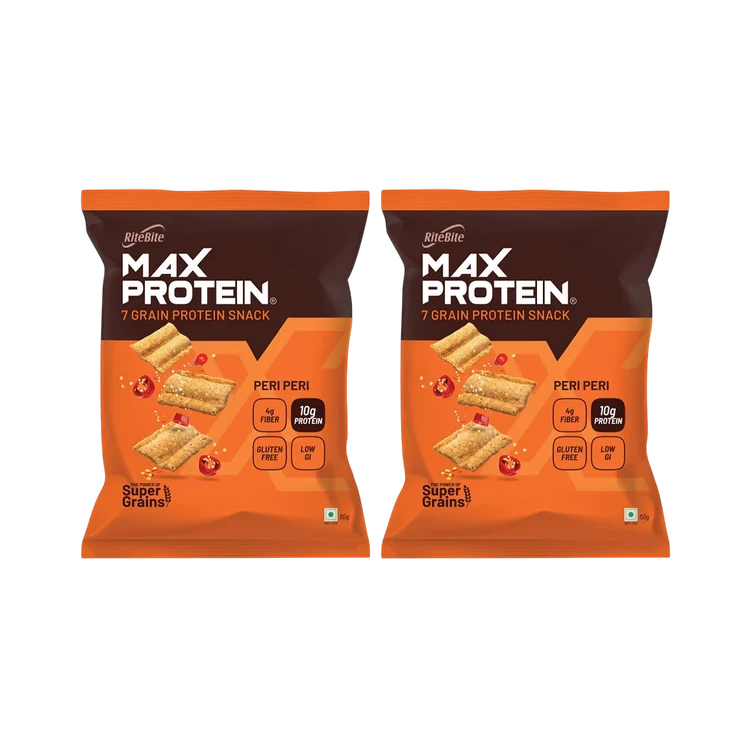 RiteBite Max Protein Peri Peri 10 g Protein Multigrain Chips - Pack of 2
