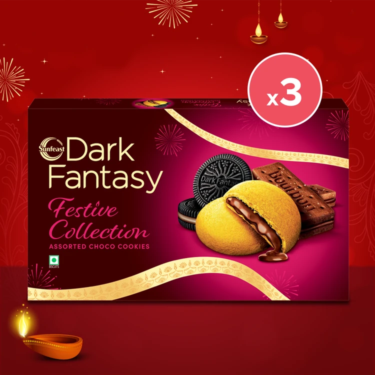 Sunfeast Dark Fantasy Festive Collection Biscuits Gift Pack - Pack of 3