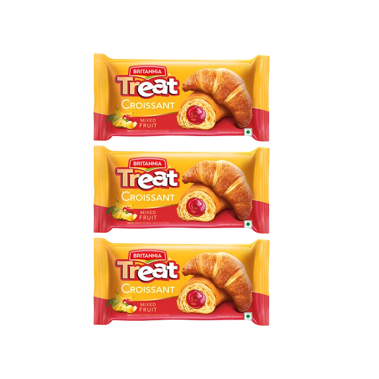 Britannia Treat Croissant with Mixed Fruit Creme Filling - Pack of 3