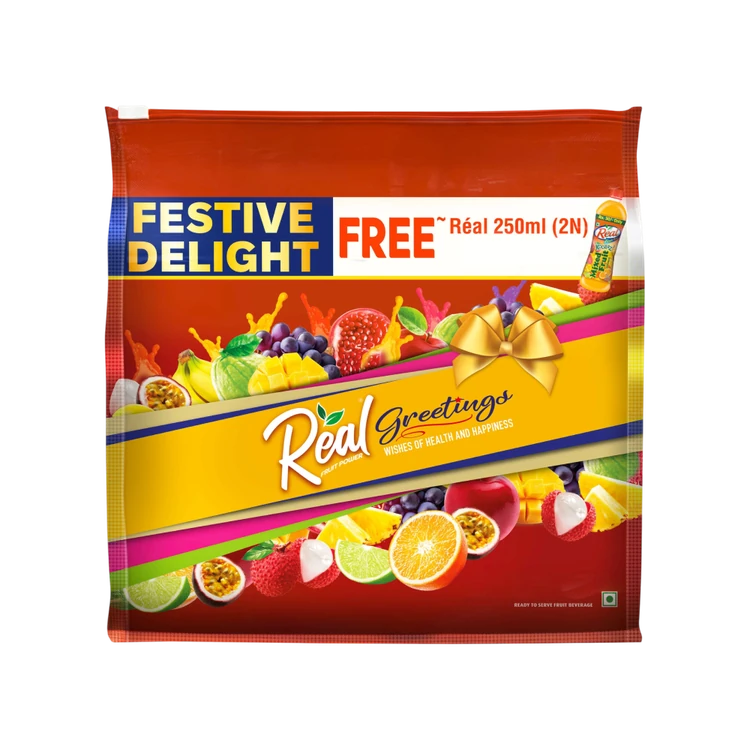 Real Greetings Beverage Gift Pack - with 2 units of Real Fruit Power 180ml Free