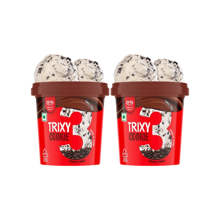 Kwality Walls Trixy Cookie Frozen Dessert Cup - Pack of 2