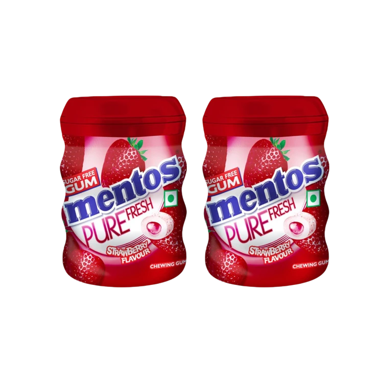 Mentos Pure Fresh Sugar Free Strawberry Chewing Gum - Pack of 2