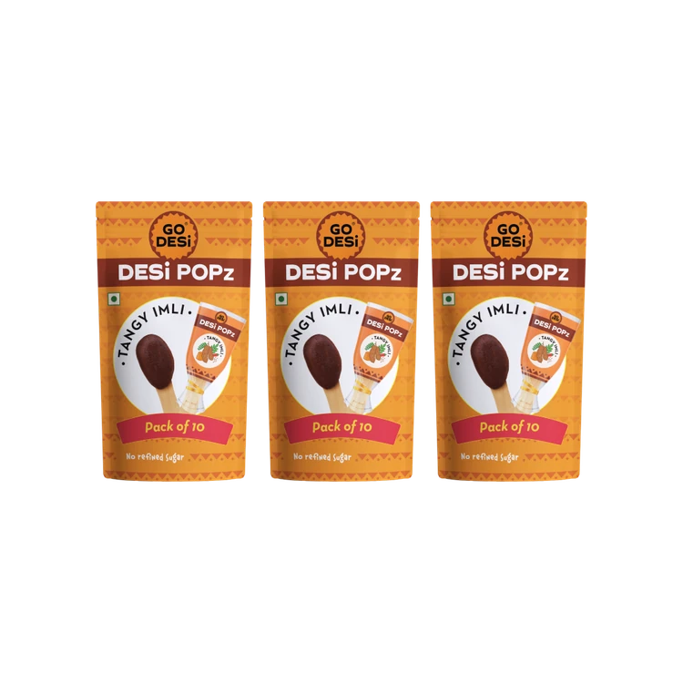 GO DESI Tangy Imli Desi Popz Lollipop Candy - Pack of 3