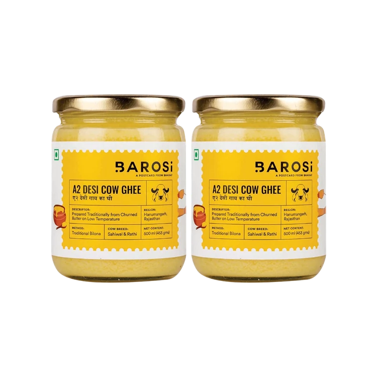Barosi Desi Cow A2 Ghee (500 ml) - Pack of 2
