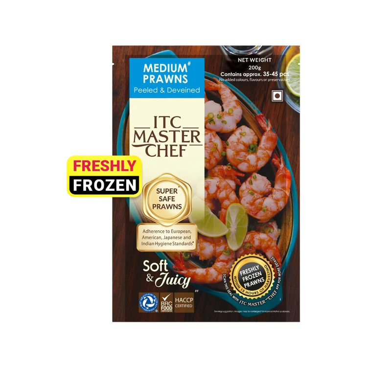 ITC Master Chef Medium Prawns Peeled & Deveined (Frozen) - Pack of 2