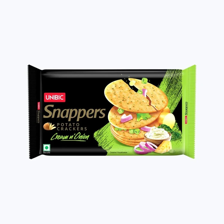 Unibic Snappers Potato Crackers, Cream n Onion