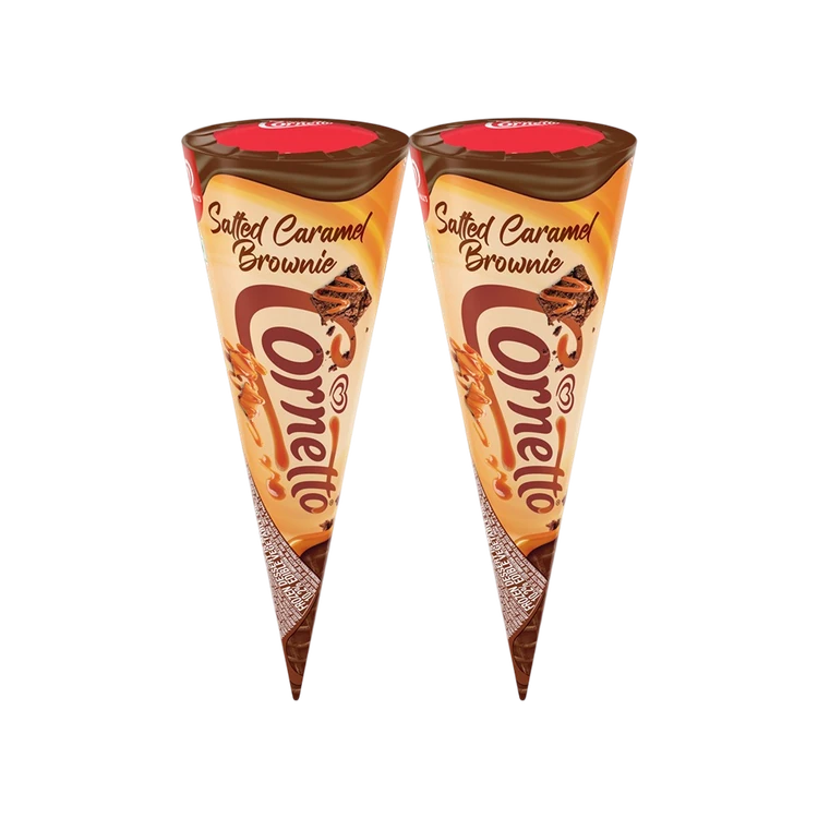 Kwality Walls Cornetto Salted Caramel Brownie Frozen Dessert Cone - Pack of 2