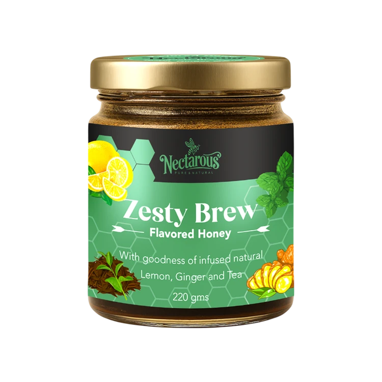Nectarous Zesty Brew Flavoured Honey (Lemon, Ginger & Tea)