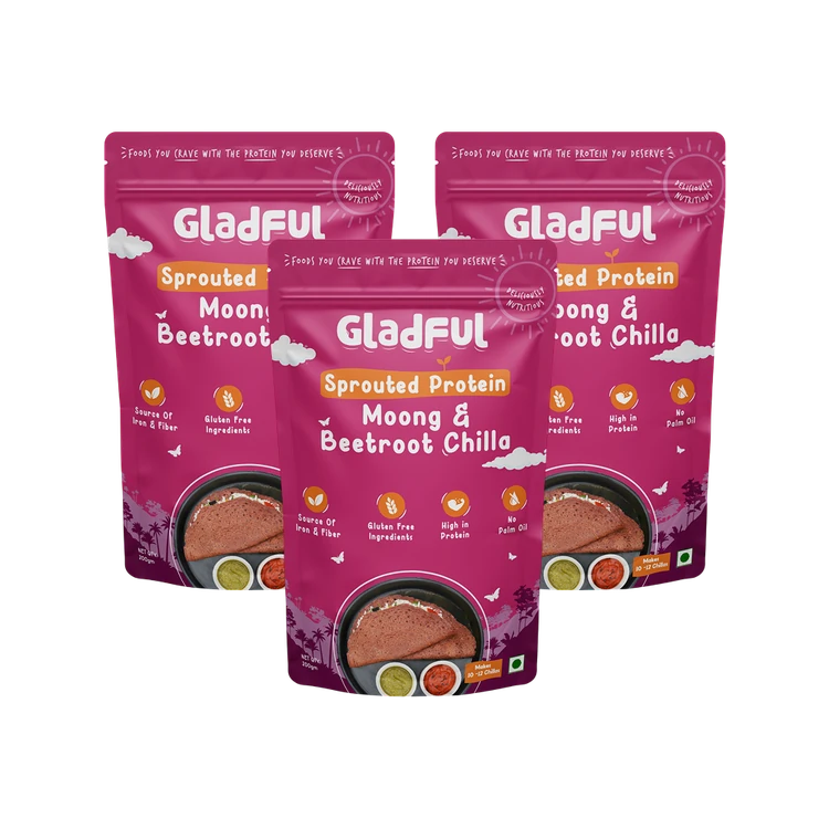 Gladful Moong Beetroot Chilla Mix - Pack of 3