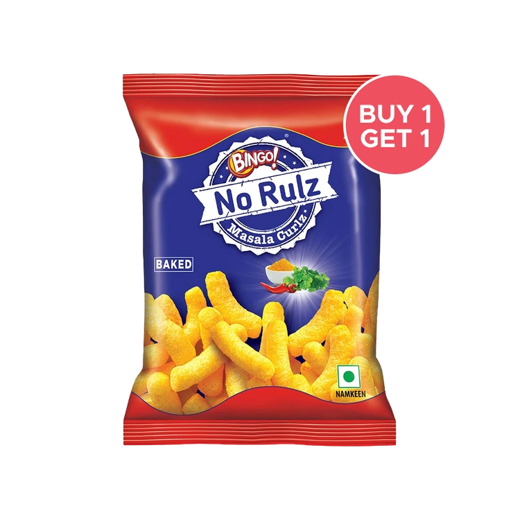 Bingo Baked No Rulz Masala Curlz Puffs - Buy 1 Get 1 Free