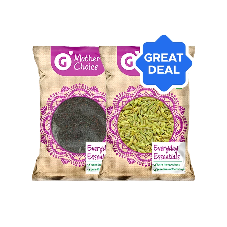GMC Black Small Mustard Seeds/Rai + GMC - Saunf Seeds Combo