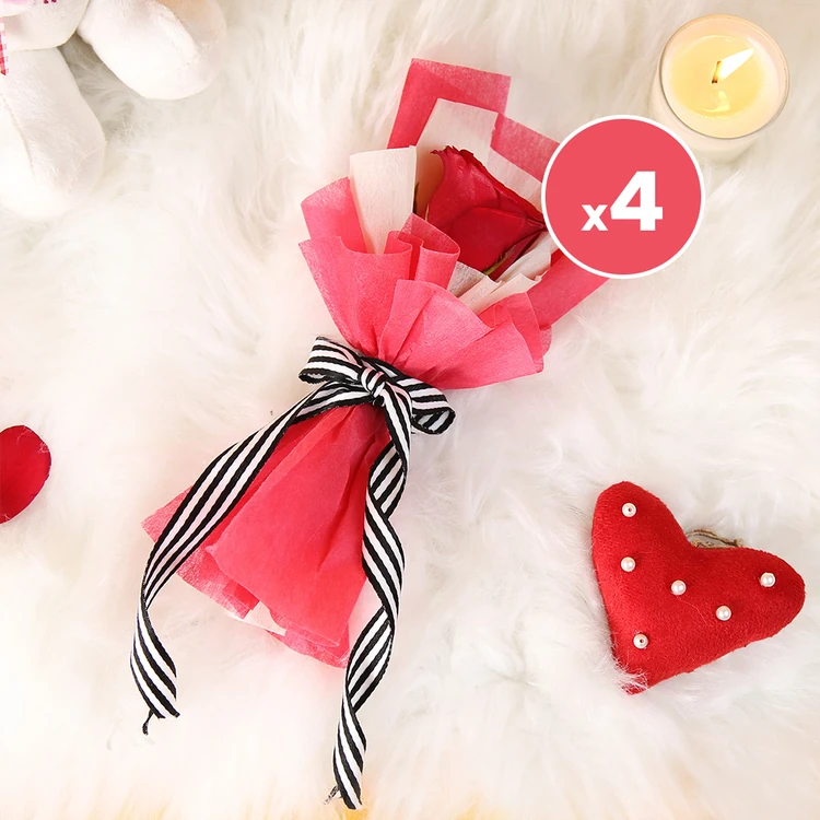 IGP Eternal Love Single Red Rose Bouquet Pack of 4