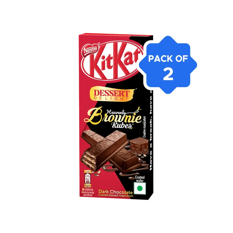 Nestle KitKat Dessert Delight Brownie-Kubes with Dark Chocolate Coated Wafer - Pack of 2
