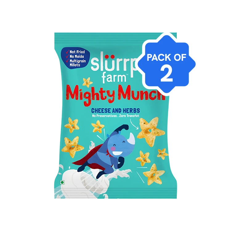 Slurrp Farm Mighty Munch Cheese and Herbs Puffs - Pack of 2