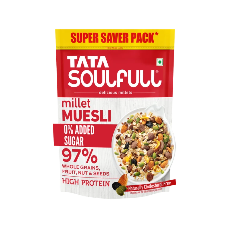 Tata Soulfull Millet Muesli With 0% Added Sugar, 97% Wholegrains Cereal