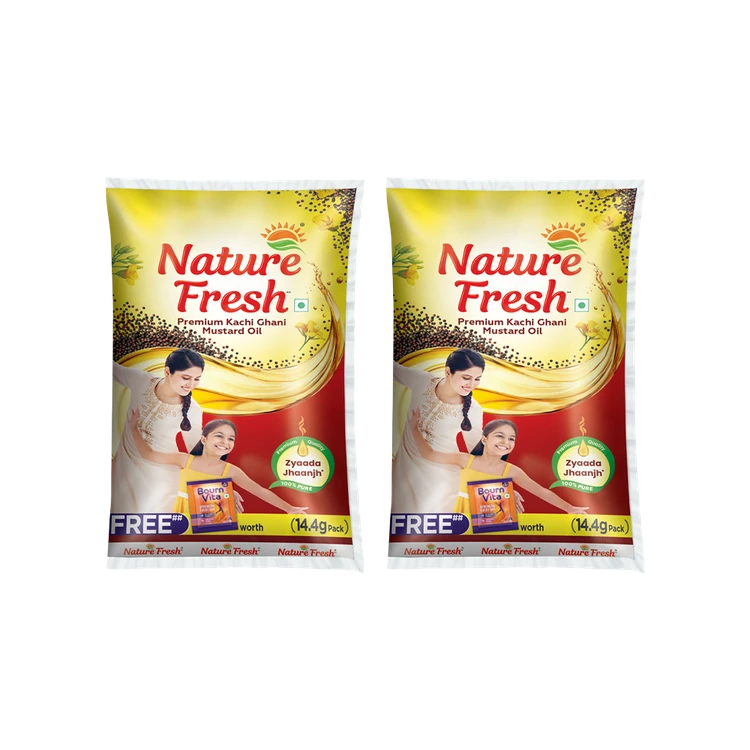 Nature Fresh Kachi Ghani Mustard Oil - Pack of 2 (Sasive Enne)