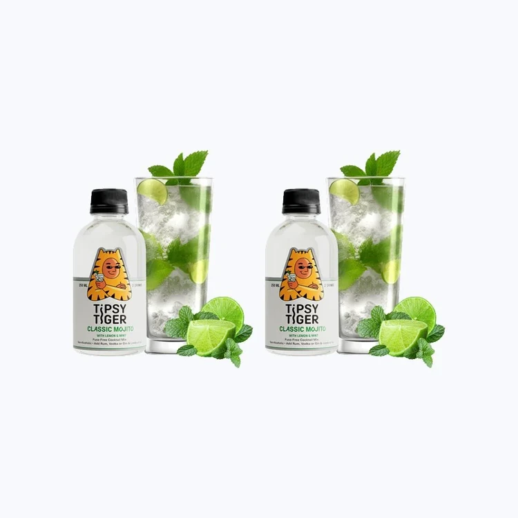 Tipsy Tiger Mojito Mocktail Cocktail Mix With Lemon & Mint - Pack of 2
