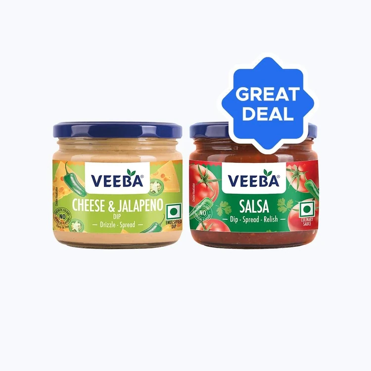 Veeba Salsa Dip + Veeba Cheese & Jalapeno Dip Combo