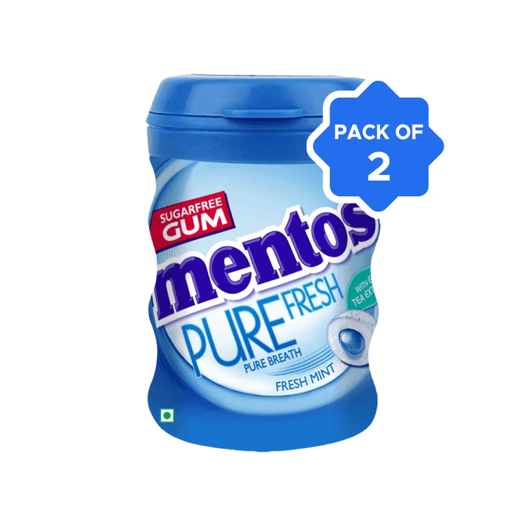 Mentos Pure Fresh Mint Chewing Gum (Sugar Free) - Pack of 2