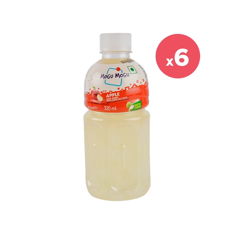 Mogu Mogu Apple Juice With Nata De Coco - Pack of 6