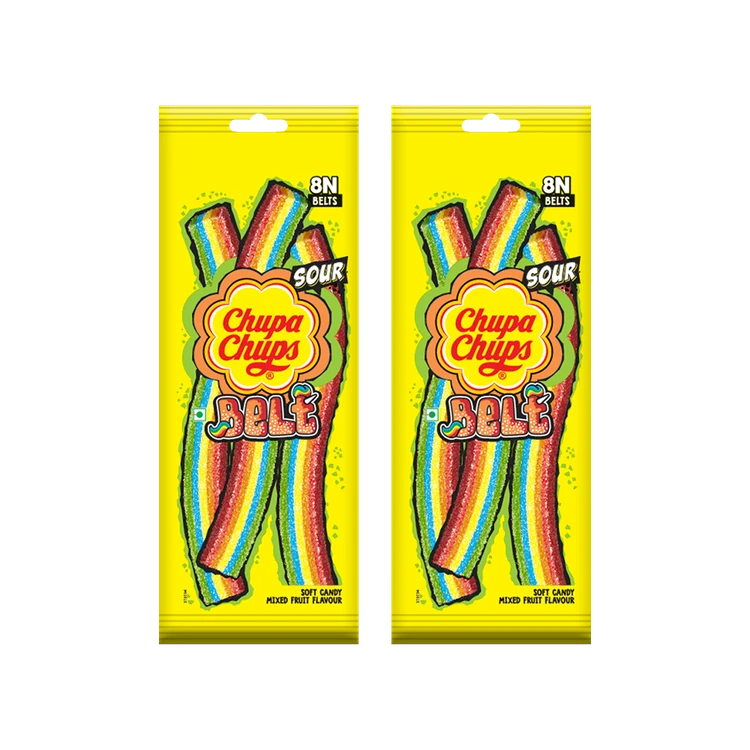 Chupa Chups Sour Belt Mixed Fruit Candy - Pack of 2
