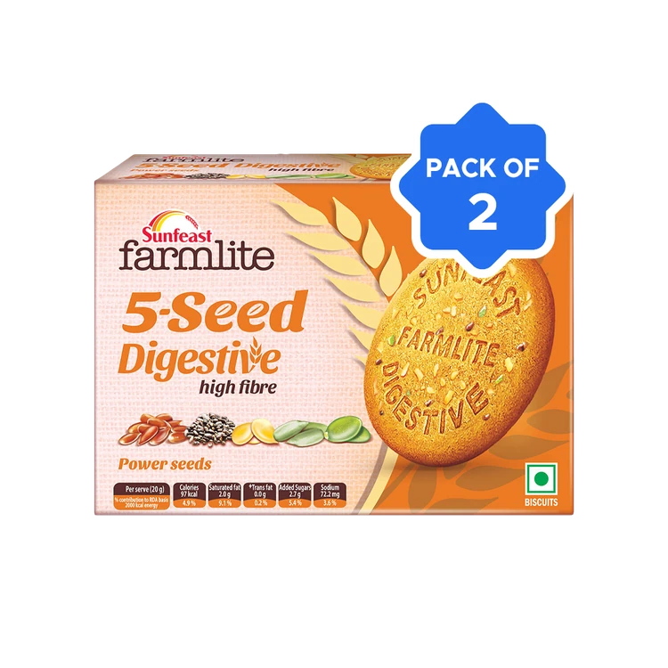 Sunfeast Farmlite 5-Seed Digestive Power Hi Fibre Biscuit - Pack of 2