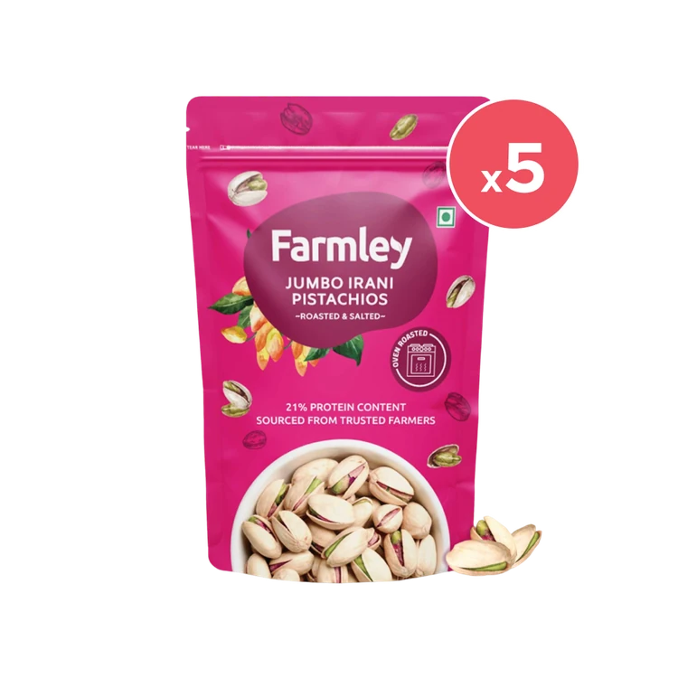 Farmley Iranian Roasted And Salted Pistachios - Pack of 5 (Pista)