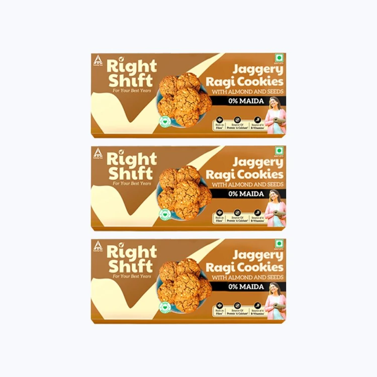 Right Shift Jaggery Ragi 0% Maida Cookies | 0% Refined Sugar - Pack of 3