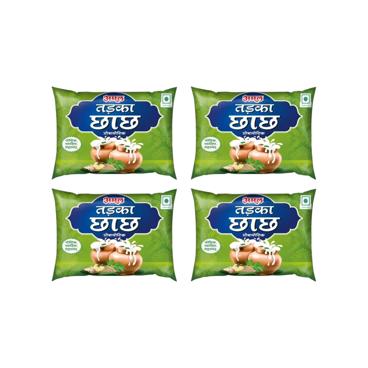 Amul Probiotic Tadka Salted Buttermilk - Pack of 4