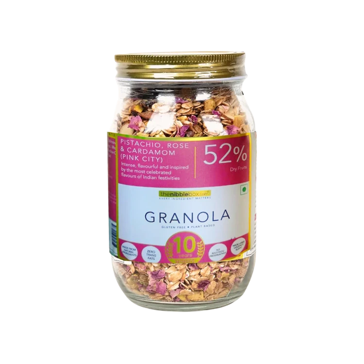 The Nibble Box Rose & Cardamom Pink Granola