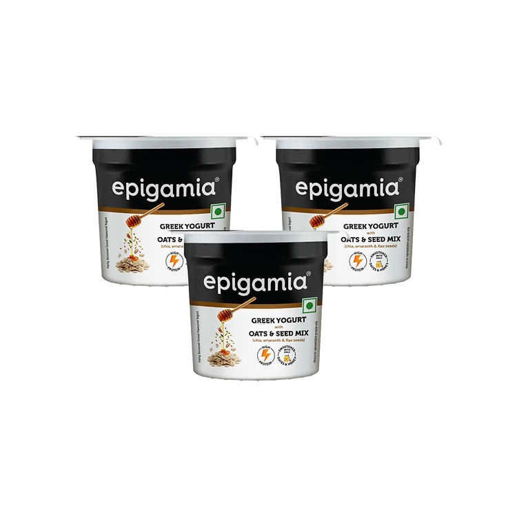 epigamia Greek Yogurt With Oats & Seed Mix - Pack of 3