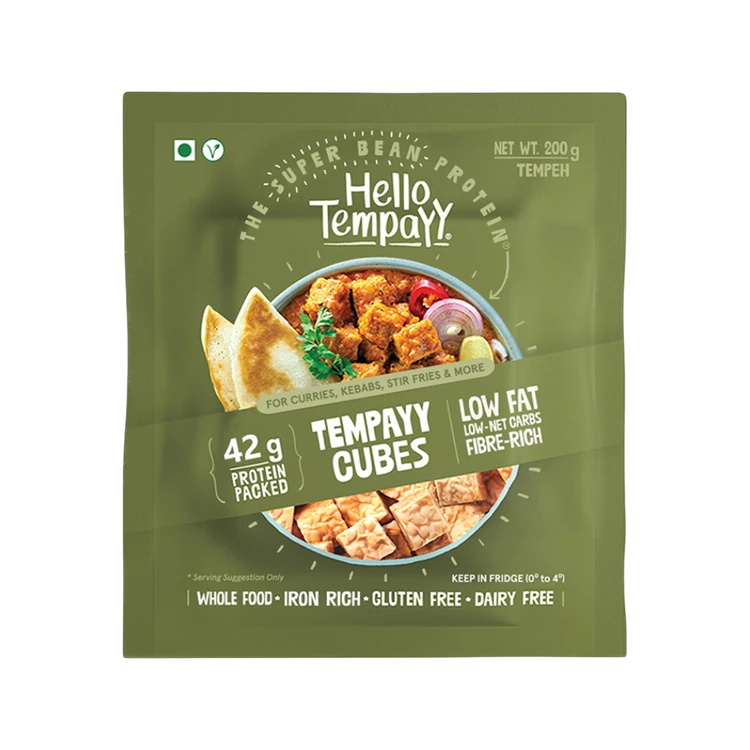 Hello Tempayy 42g Protein Natural Tempeh Cubes
