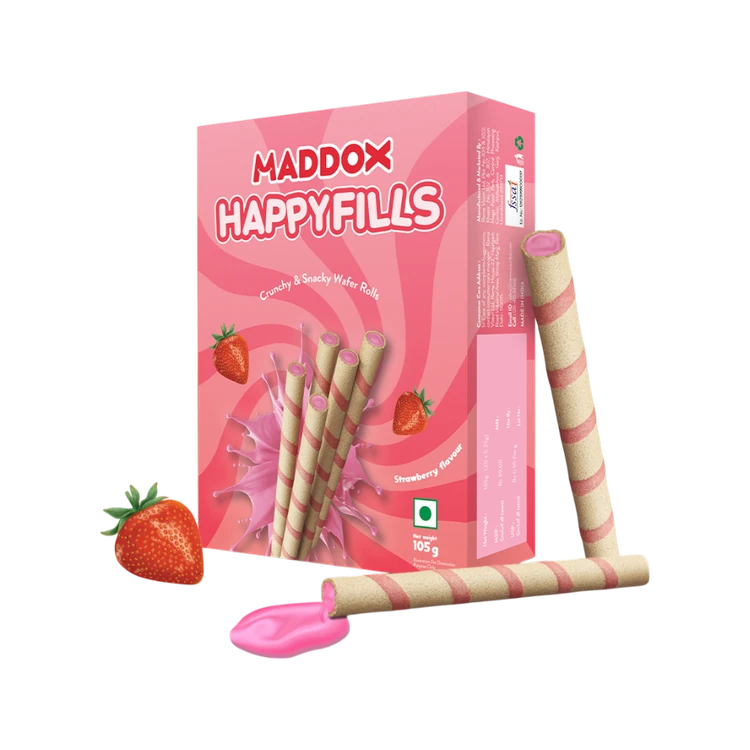 Maddox Happyfills Crunchy & Snacky Strawberyy Wafer Roll