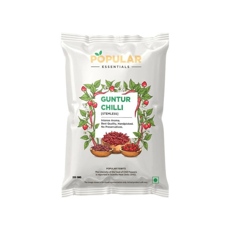 Popular Essentials Guntur Chilli Whole (Stemless) (Menasinakayi)