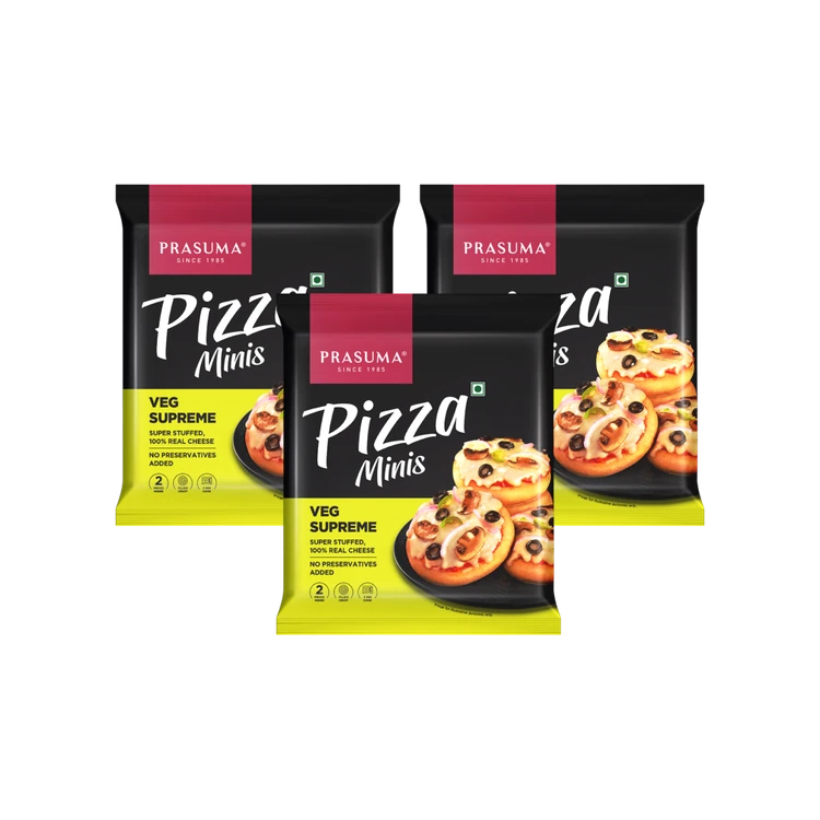 Prasuma Veg Supreme Pizza Minis - Pack of 3