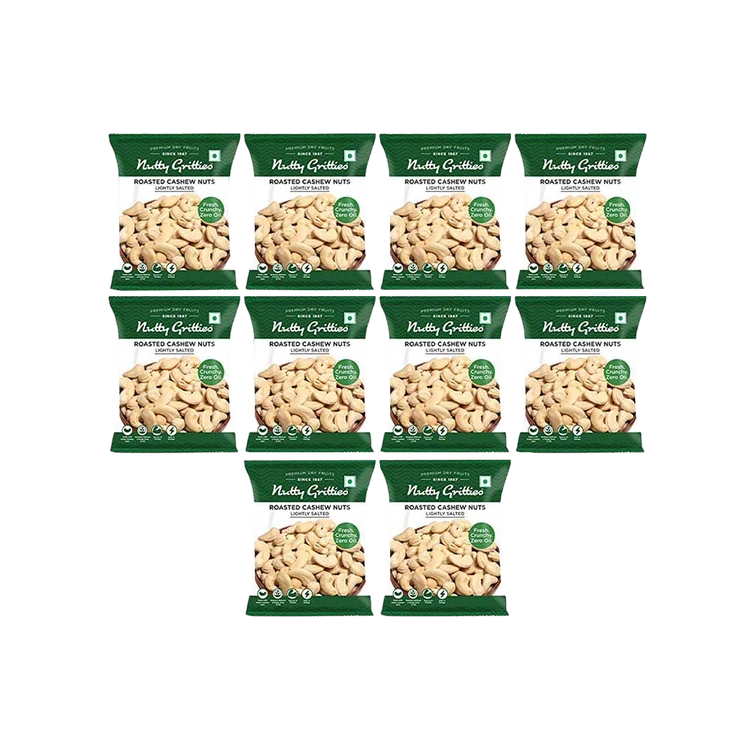 Nutty Gritties Lightly Salted Jumbo Roasted Cashew - Pack of 10 - Brand Offer (Hurida Godambi)